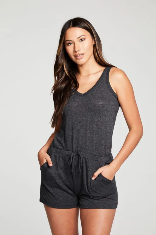 Triblend Jersey Double V Tank Shorts Romper sold by Chaser