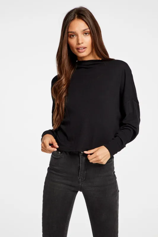 Gauzy Cotton Funnel Neck Drop Shoulder Dolman Tee sold by Chaser