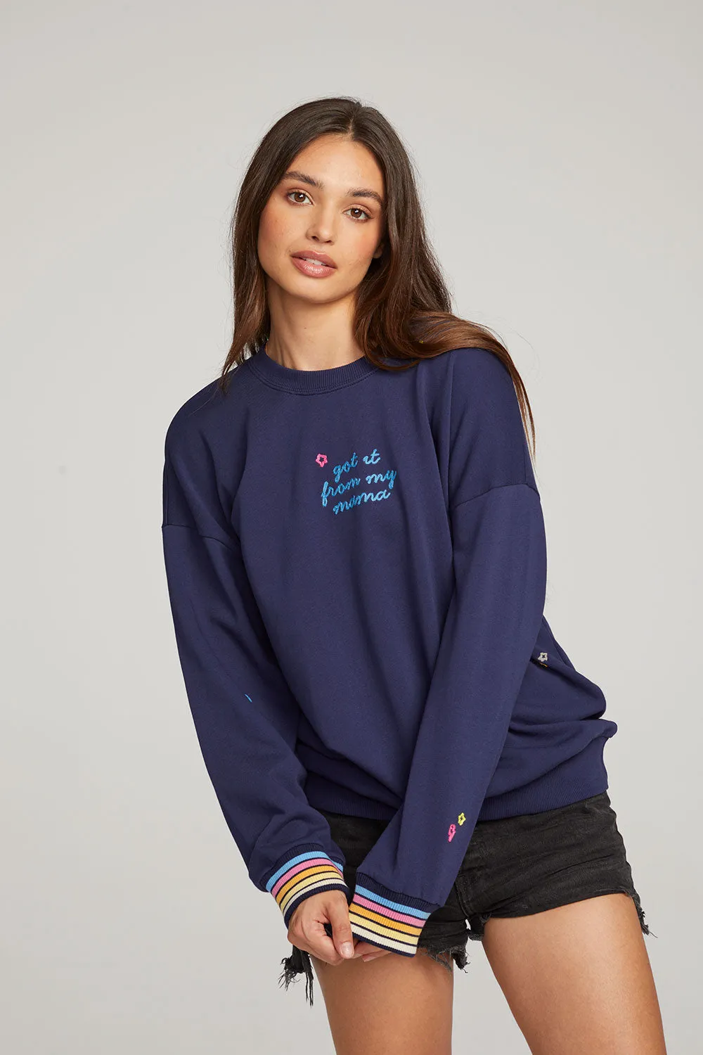 Mama Embroidery Pullover sold by Chaser product image thumbnail 3