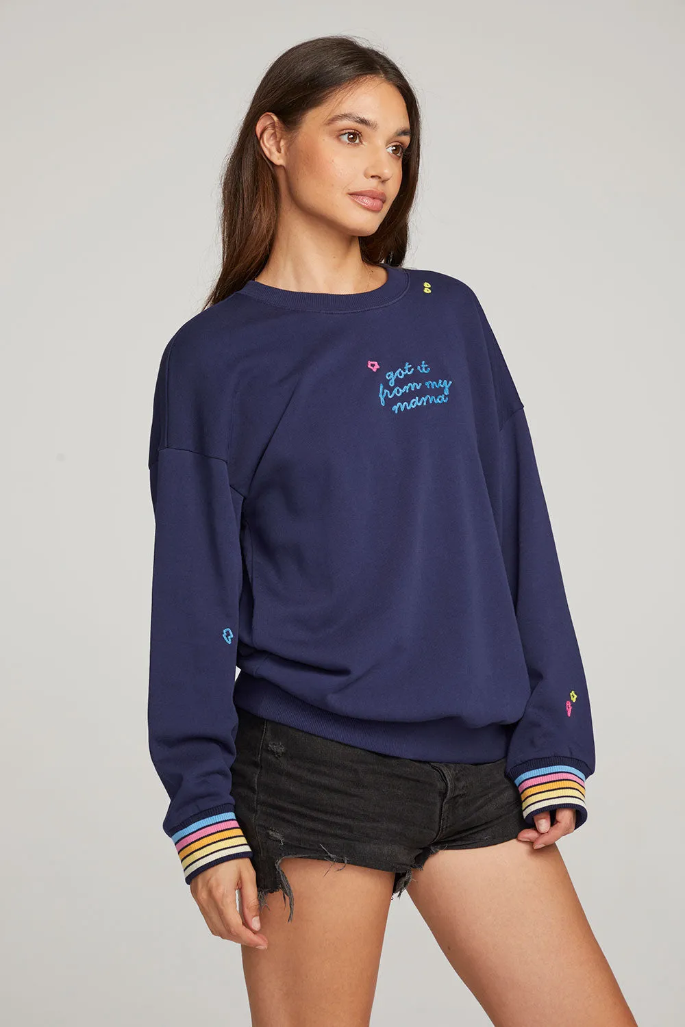Mama Embroidery Pullover sold by Chaser product image thumbnail 2