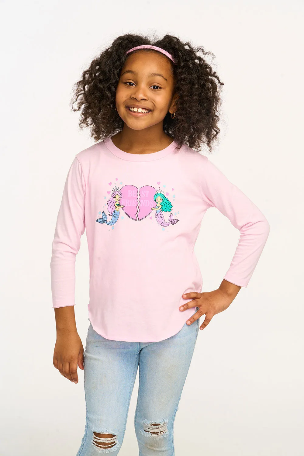 Mermaid Bestie Long Sleeve Tee sold by Chaser product image thumbnail 2