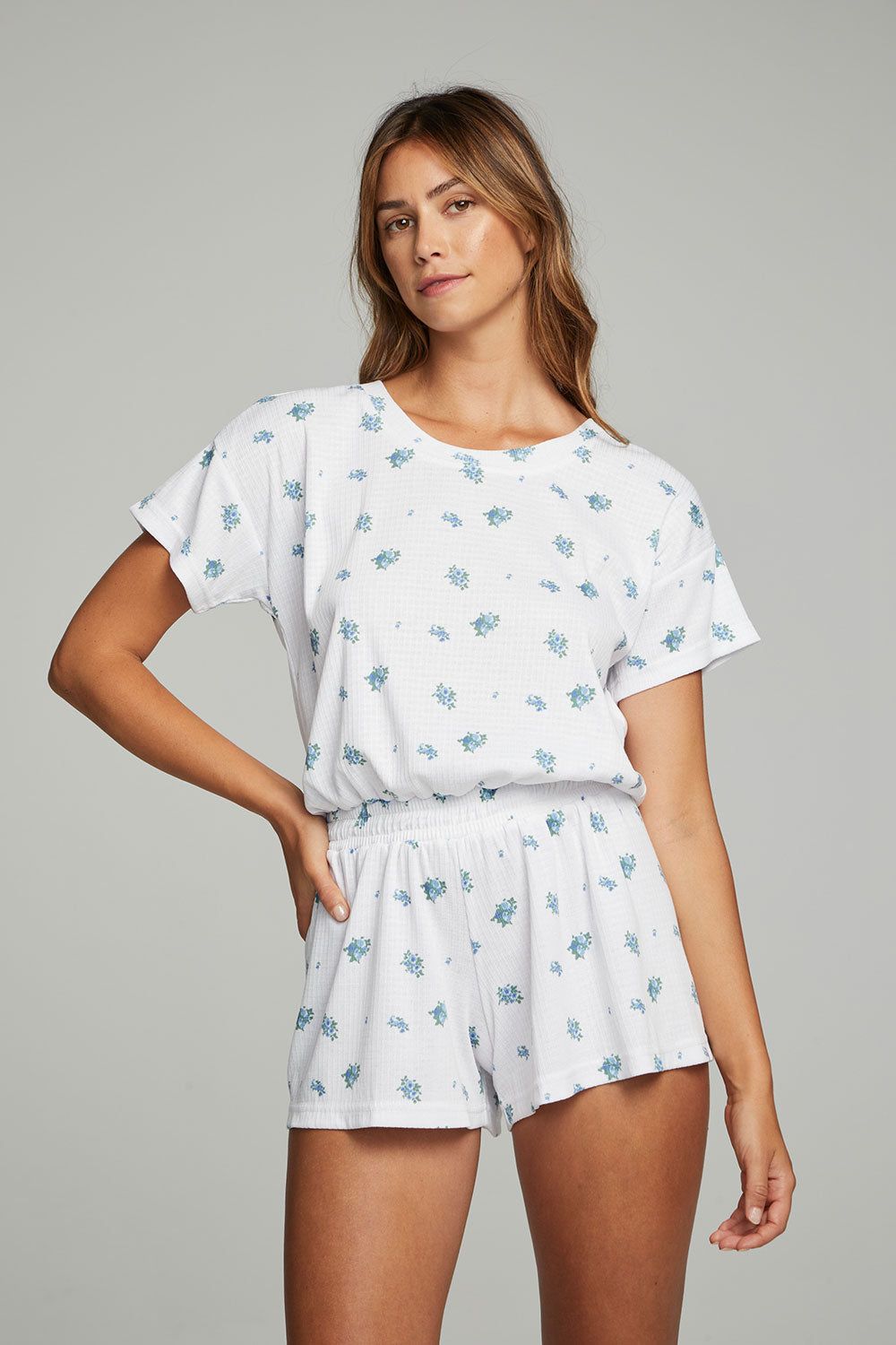 Cotton Tail Romper - Pacific Ditsy Floral Print sold by Chaser product image thumbnail 3