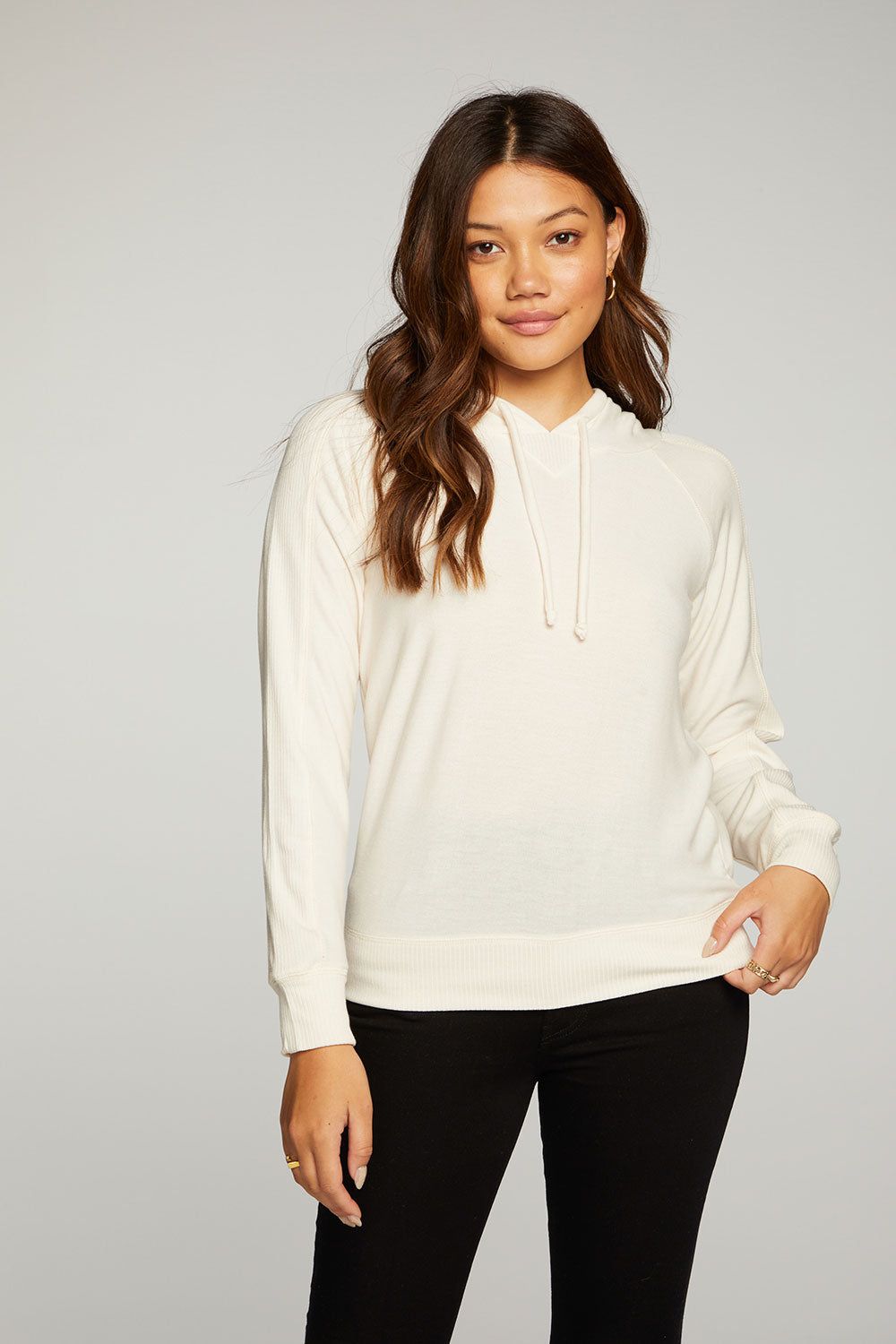 Recycled Cozy Knit Long Sleeve Pullover Hoodie with Rib sold by Chaser