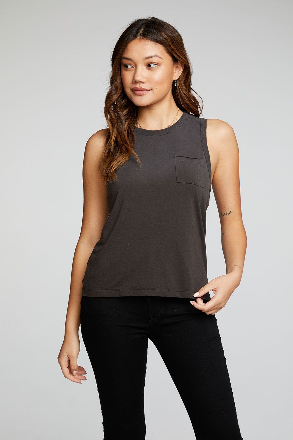 Recycled Vintage Jersey Low Armhole Pocket Muscle sold by Chaser product image thumbnail 3