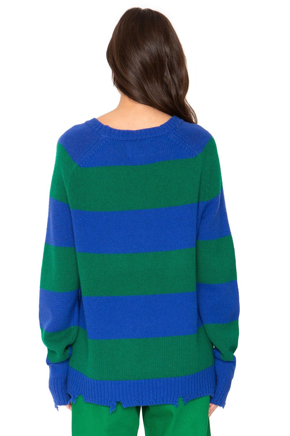 Anchor Cashmere Sweater - Green and Blue Stripe sold by Chaser product image thumbnail 3
