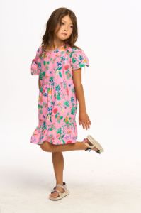 Niki Tropical Floral Short Sleeve Dress - Pink Lemonade sold by Chaser