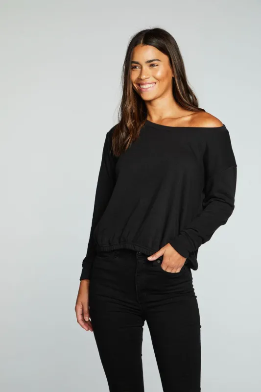 Slub French Terry Long Sleeve Pullover With Shirred Body Hem sold by Chaser