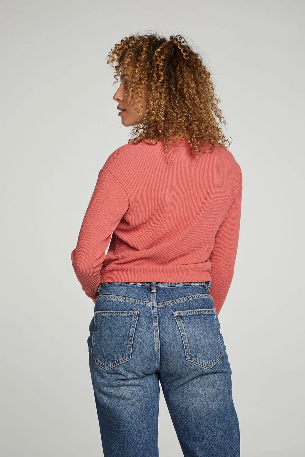 Button Down Cropped Long Sleeve Cardigan sold by Chaser product image thumbnail 3