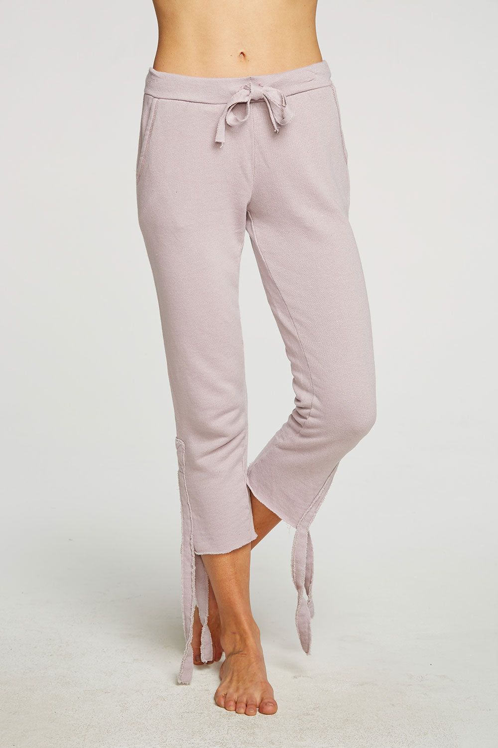 Linen French Terry Cropped Side Tie Culotte sold by Chaser product image thumbnail 4