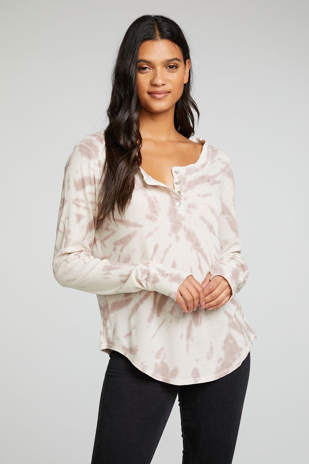 Heritage Waffle Long Sleeve Shirttail Henley with Thumbholes sold by Chaser