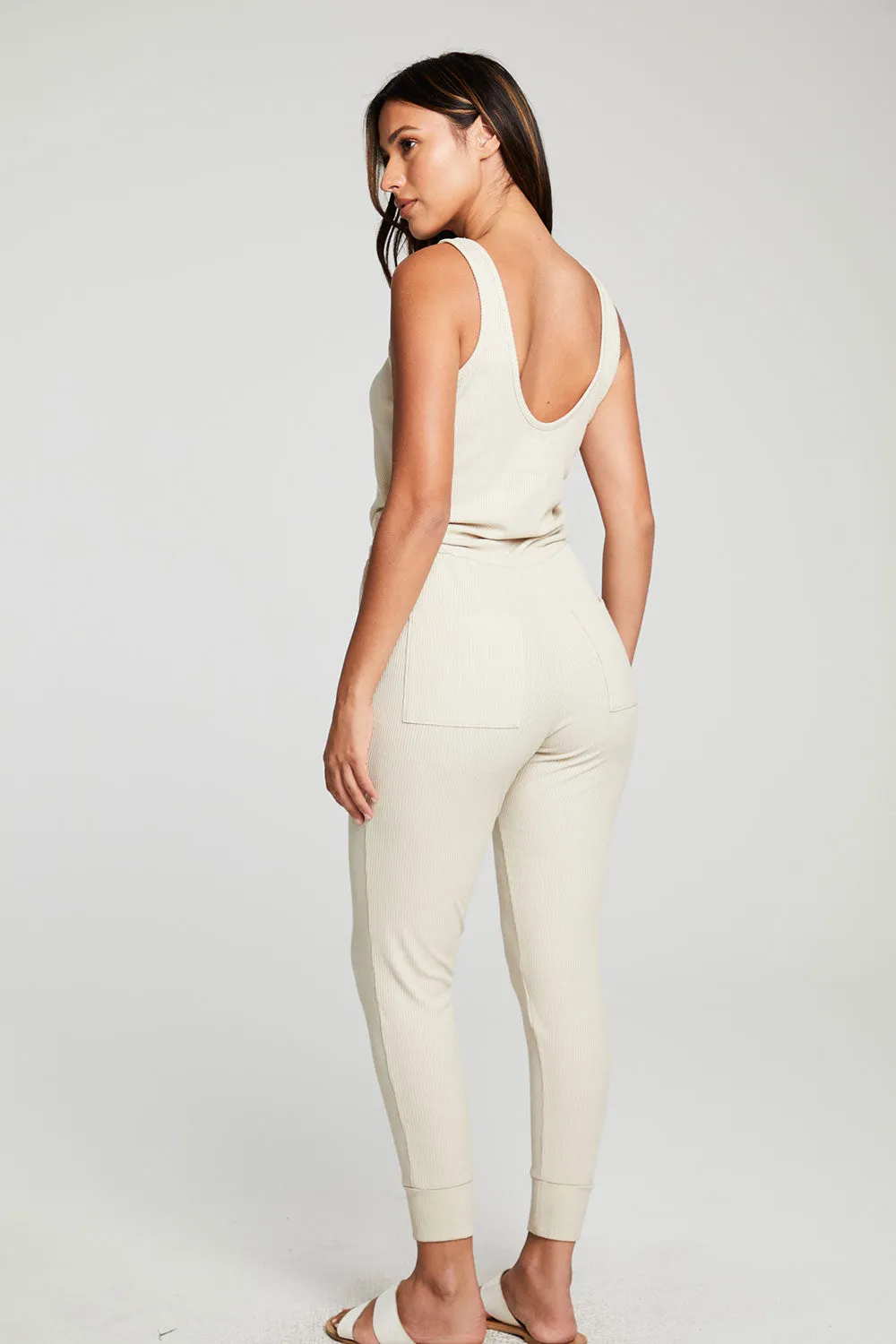 Recycled Cozy Rib Low Back Tank Jumpsuit sold by Chaser product image thumbnail 5