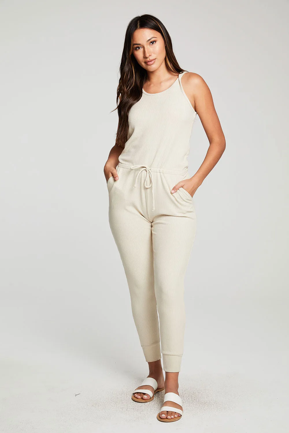 Recycled Cozy Rib Low Back Tank Jumpsuit sold by Chaser product image thumbnail 3