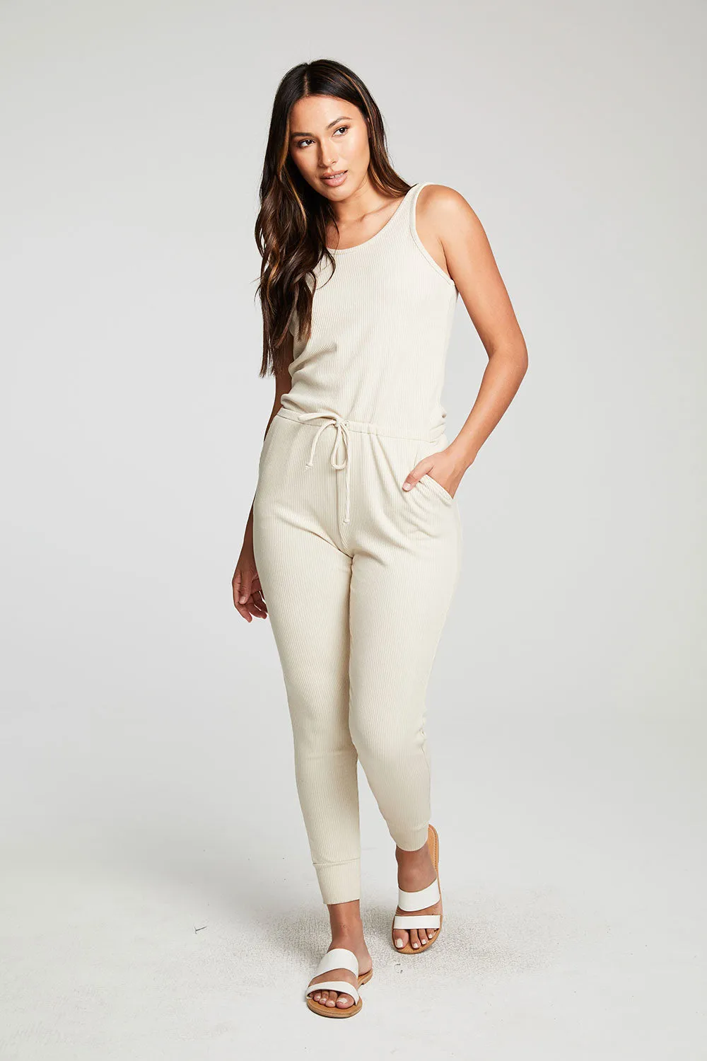 Recycled Cozy Rib Low Back Tank Jumpsuit sold by Chaser product image thumbnail 4