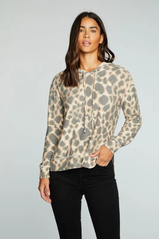 Recycled Cozy Knit Pintuck Hoodie Pullover With Side Slits sold by Chaser