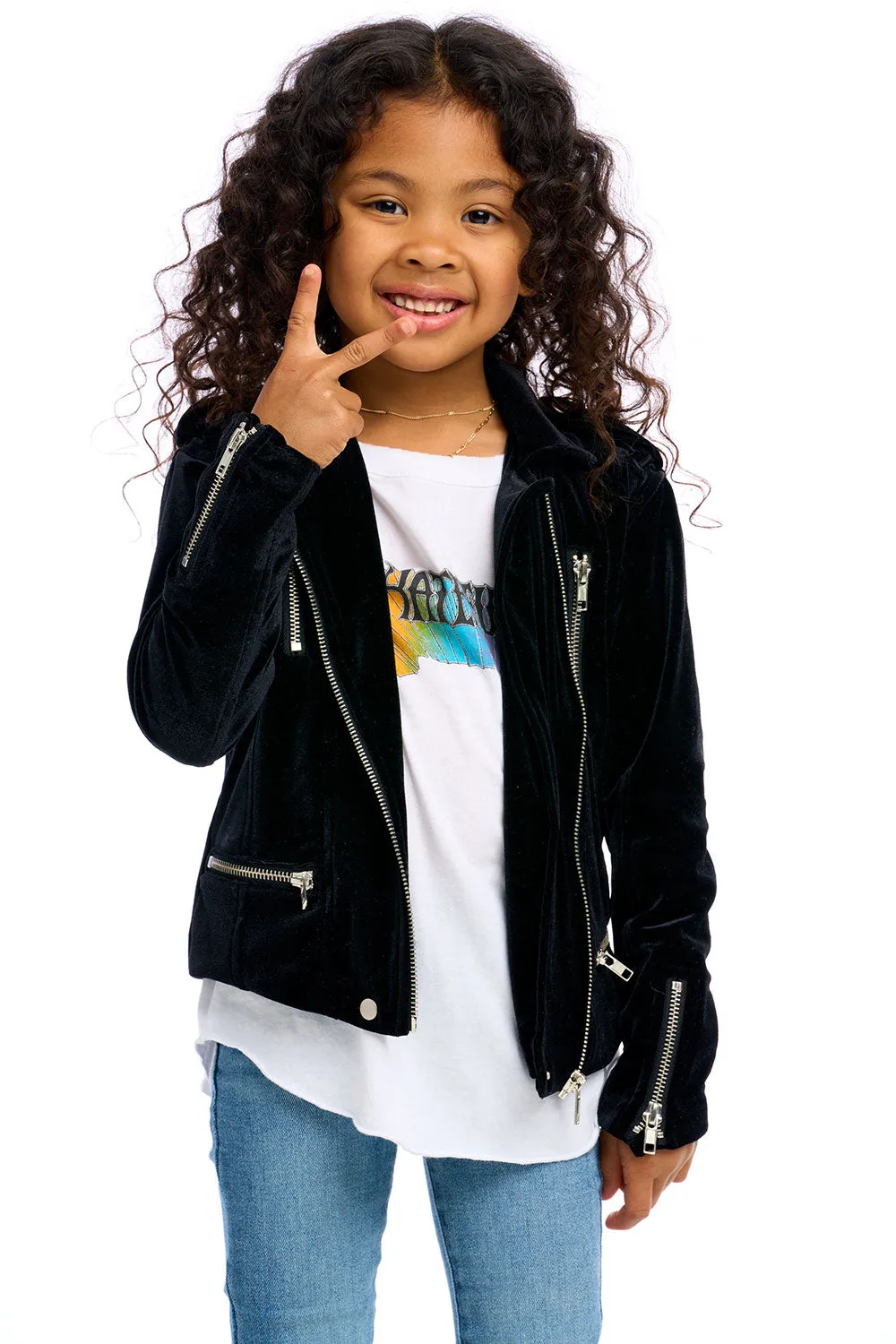 Stretch Velvet Moto Jacket sold by Chaser product image thumbnail 4