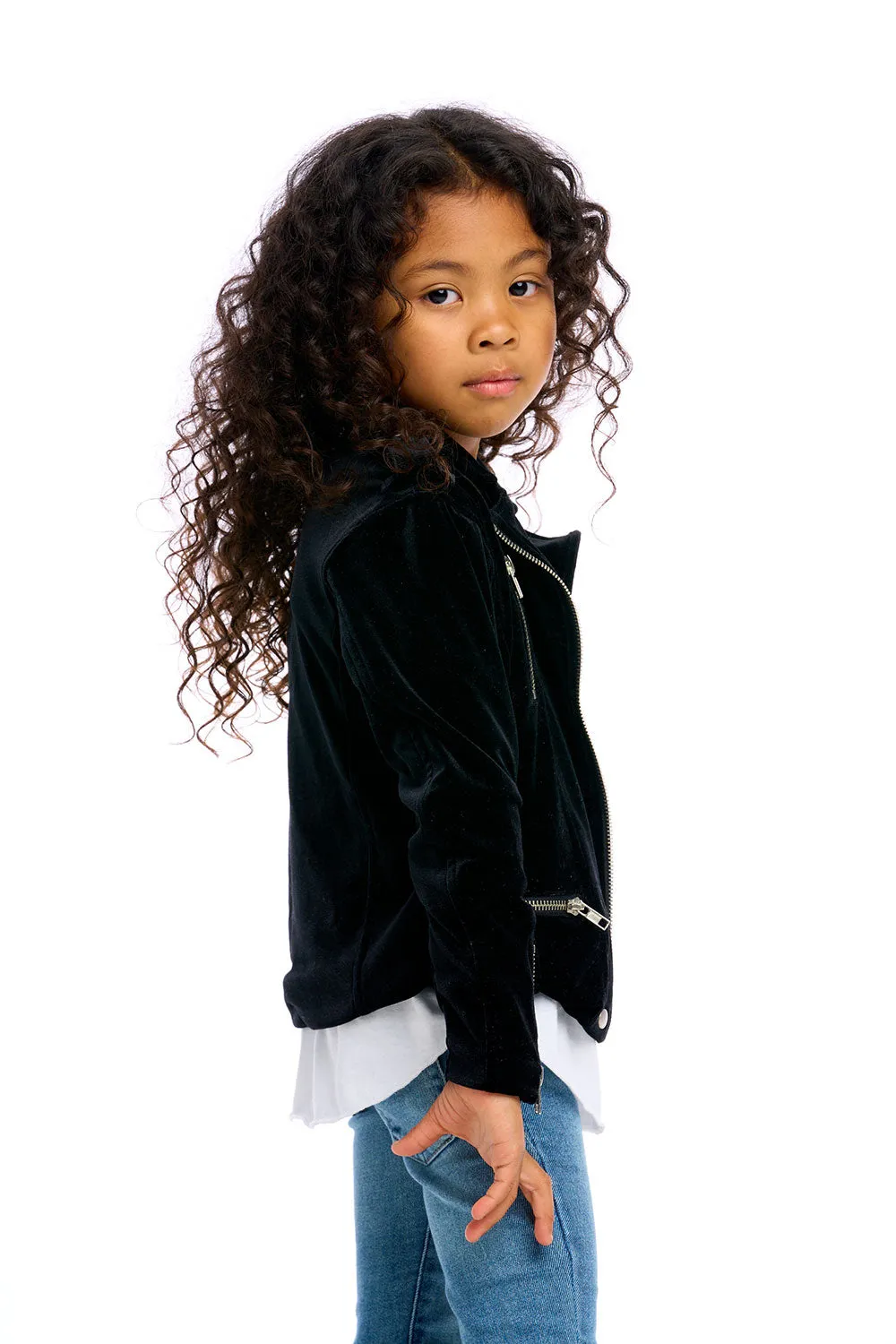 Stretch Velvet Moto Jacket sold by Chaser product image thumbnail 3