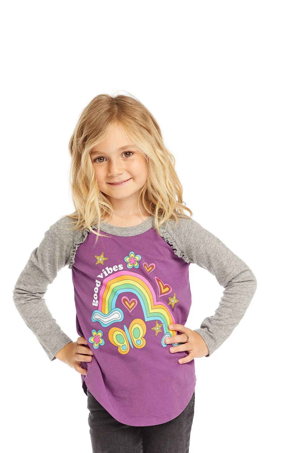 Good Vibes Rainbow Baseball Tee sold by Chaser