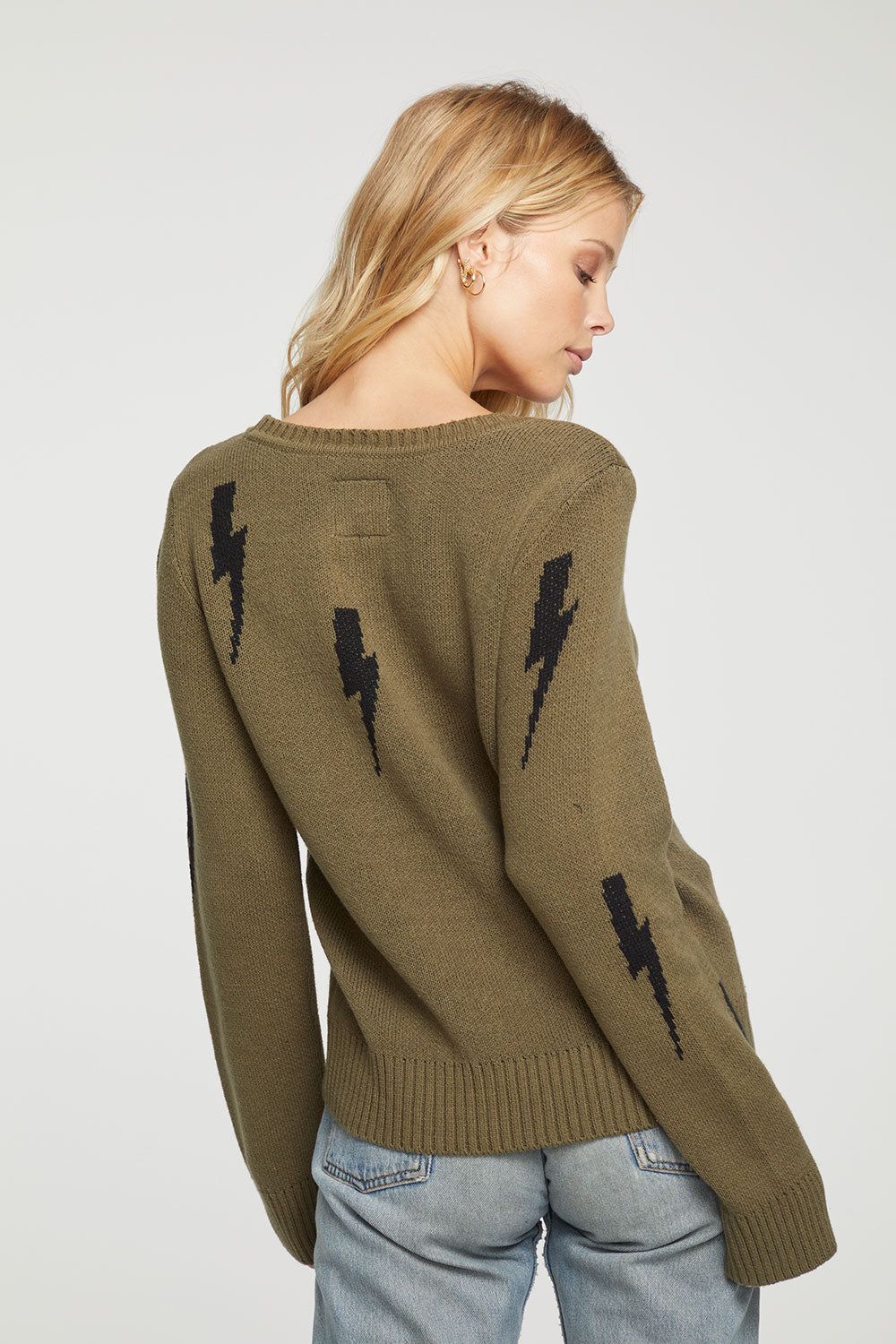 Lightning Bolt Cotton Blend Long Sleeve Crew Neck Pullover sold by Chaser product image thumbnail 4