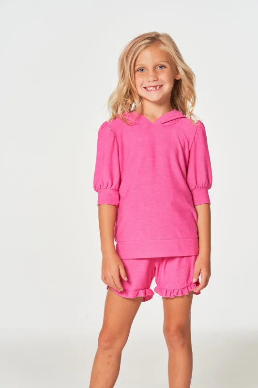 Girls rPET Cozy Knit 3/4 Puff Sleeve Hoodie sold by Chaser