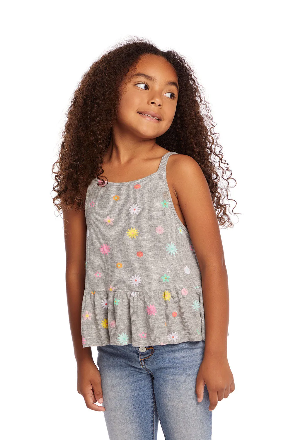 Amelia Waffle Knit Embroidery Flowers Tank Top sold by Chaser