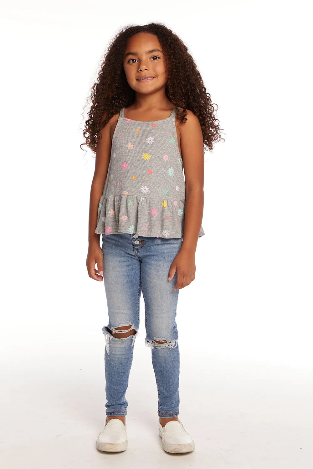 Amelia Waffle Knit Embroidery Flowers Tank Top sold by Chaser product image thumbnail 5