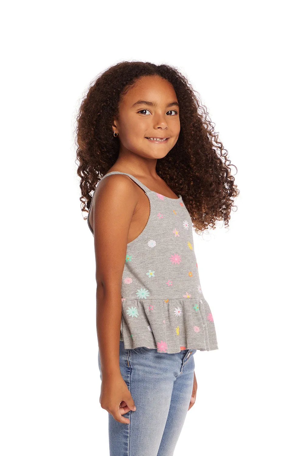 Amelia Waffle Knit Embroidery Flowers Tank Top sold by Chaser product image thumbnail 3