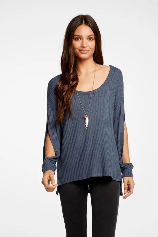 Vintage Thermal Split Long Sleeve Hi Lo Vented Tee sold by Chaser