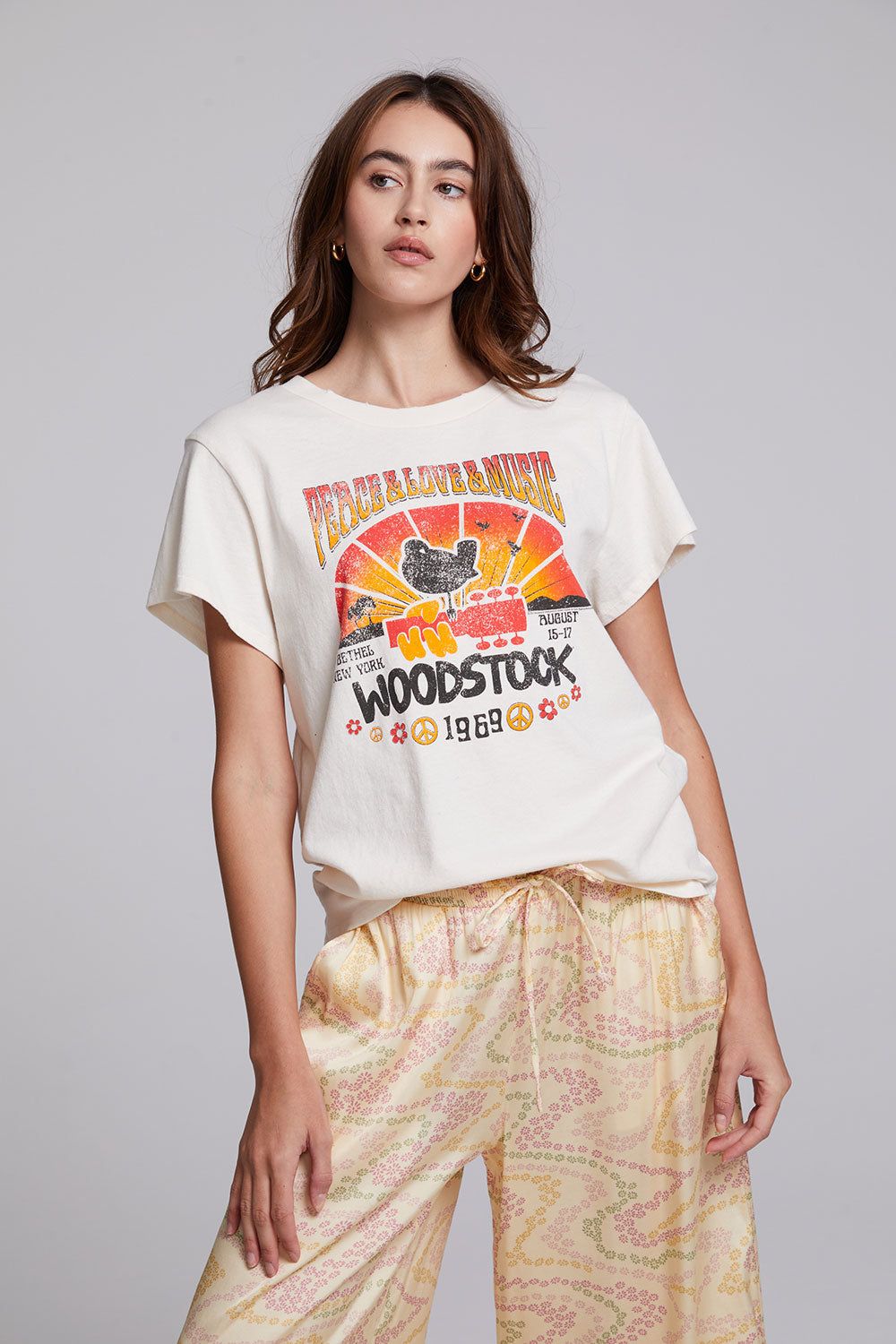 Woodstock Peace & Love & Music Tee sold by Chaser product image thumbnail 3
