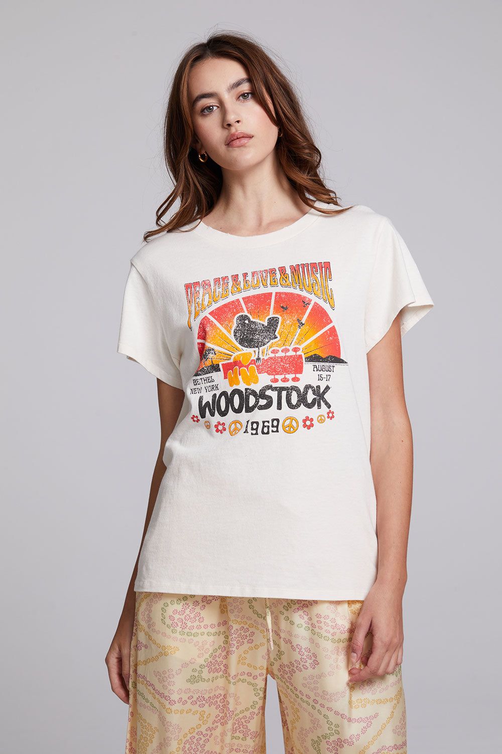 Woodstock Peace & Love & Music Tee sold by Chaser product image thumbnail 5