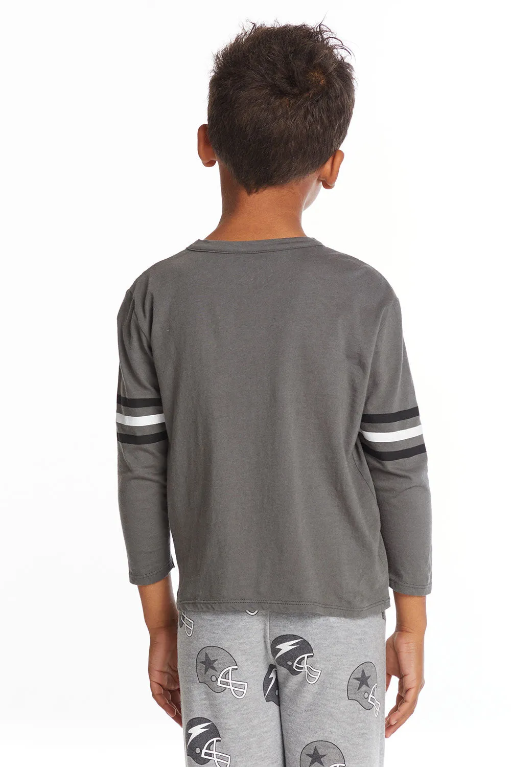 Football Stripes Boys Long Sleeve Crew Neck Tee sold by Chaser product image thumbnail 2