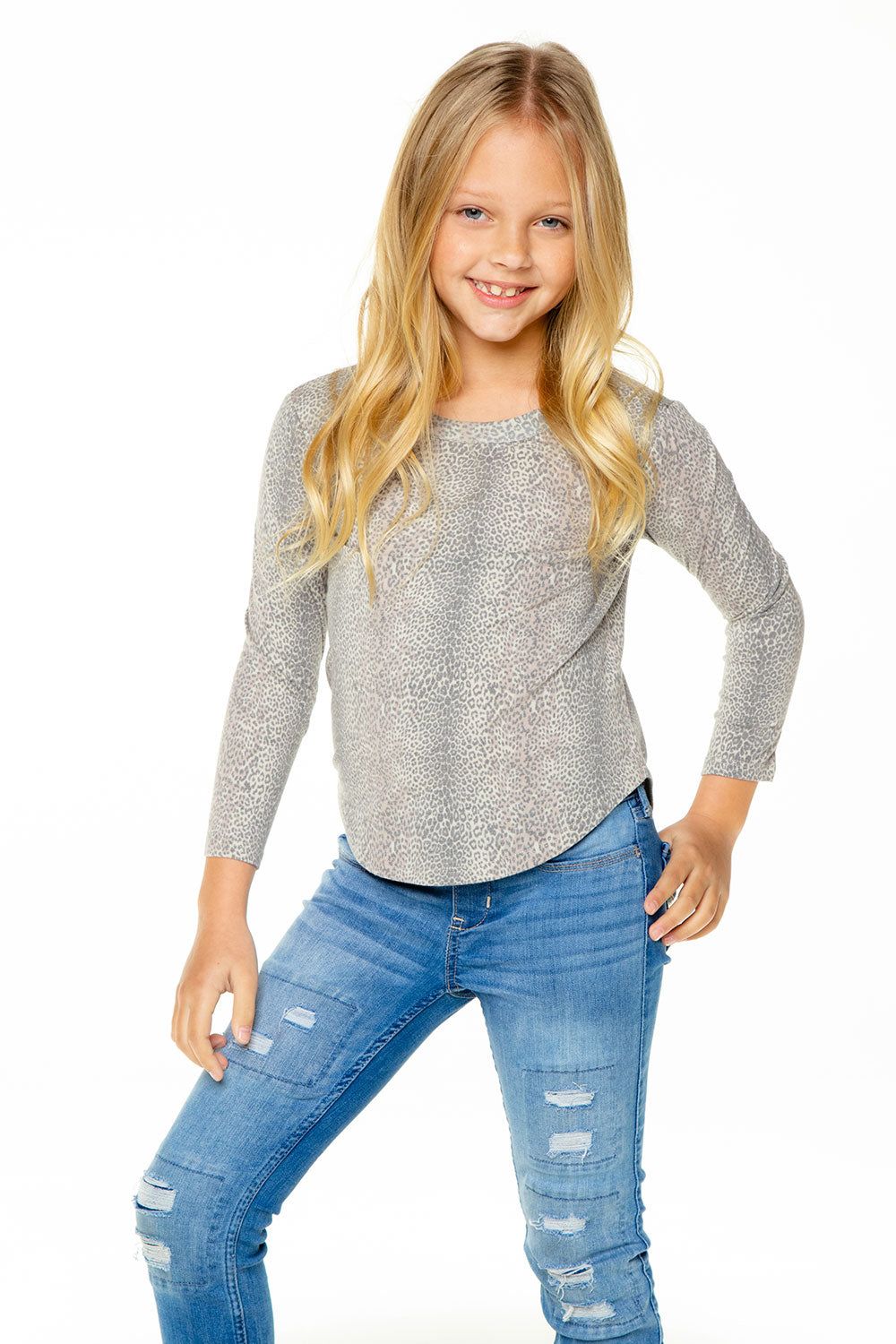 Girls Recycled Vintage Jersey Long Sleeve Scoop Back Shirttail sold by Chaser product image thumbnail 3