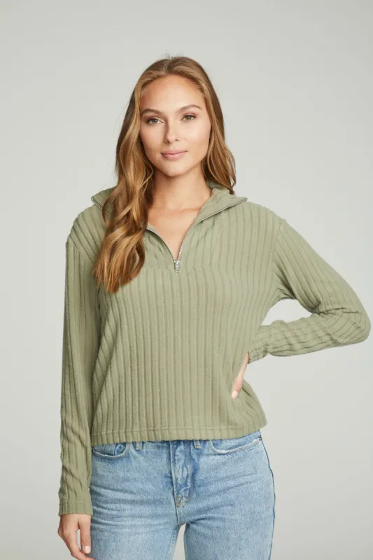 Zip Up Mock Neck Long Sleeve Pullover sold by Chaser