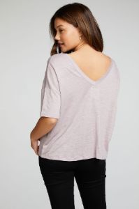 Linen Jersey Boxy Drop Shoulder Oversized Double V Neck Short Sleeve sold by Chaser