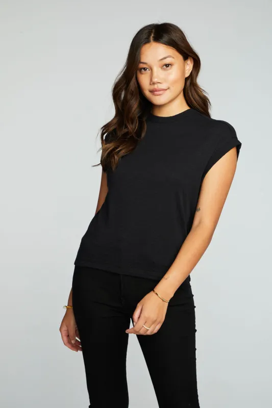 Gauze Jersey Crew Neck Sleevless Dolman Tee sold by Chaser