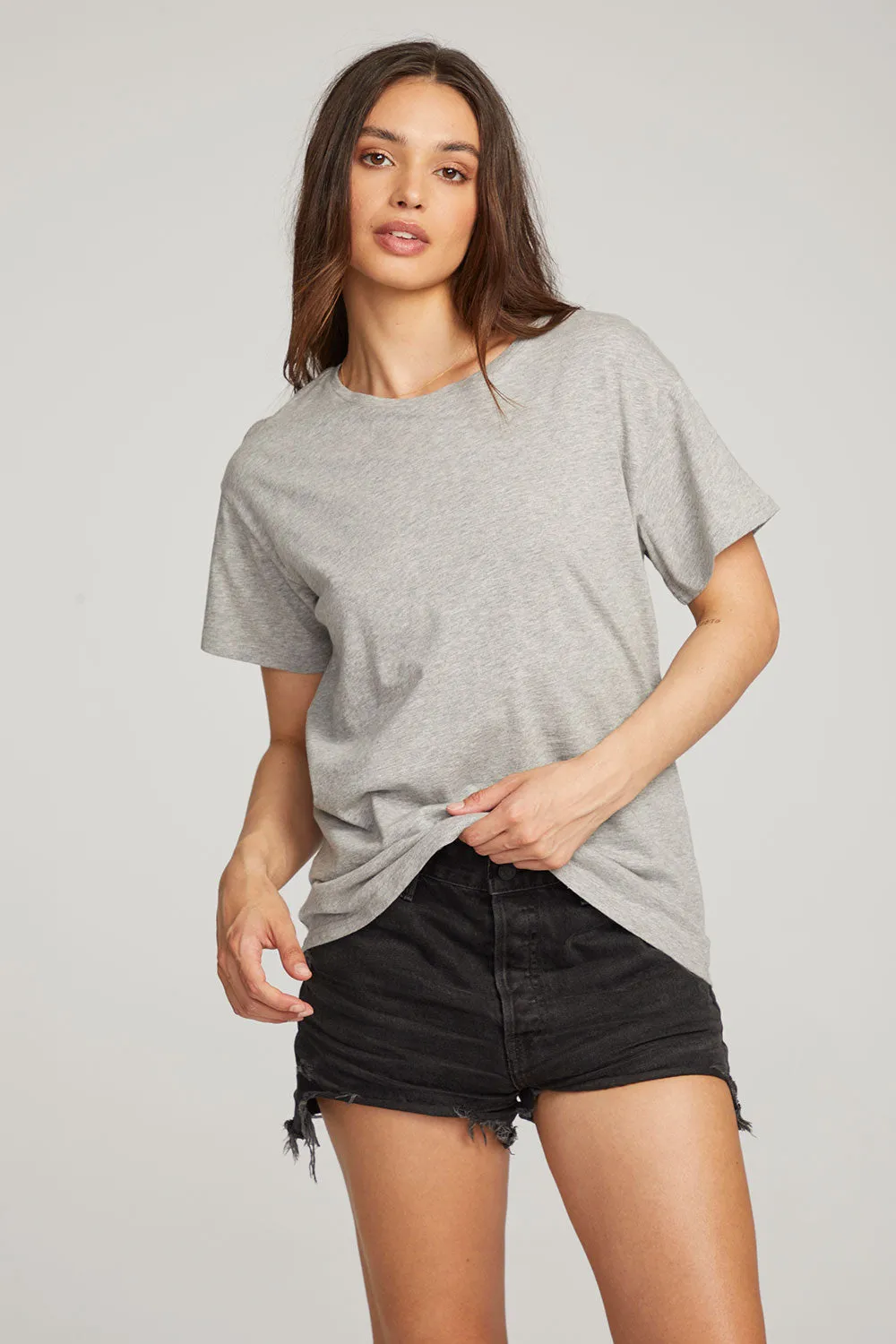 Everyday Essential Heather Grey Crew Neck Tee sold by Chaser product image thumbnail 2