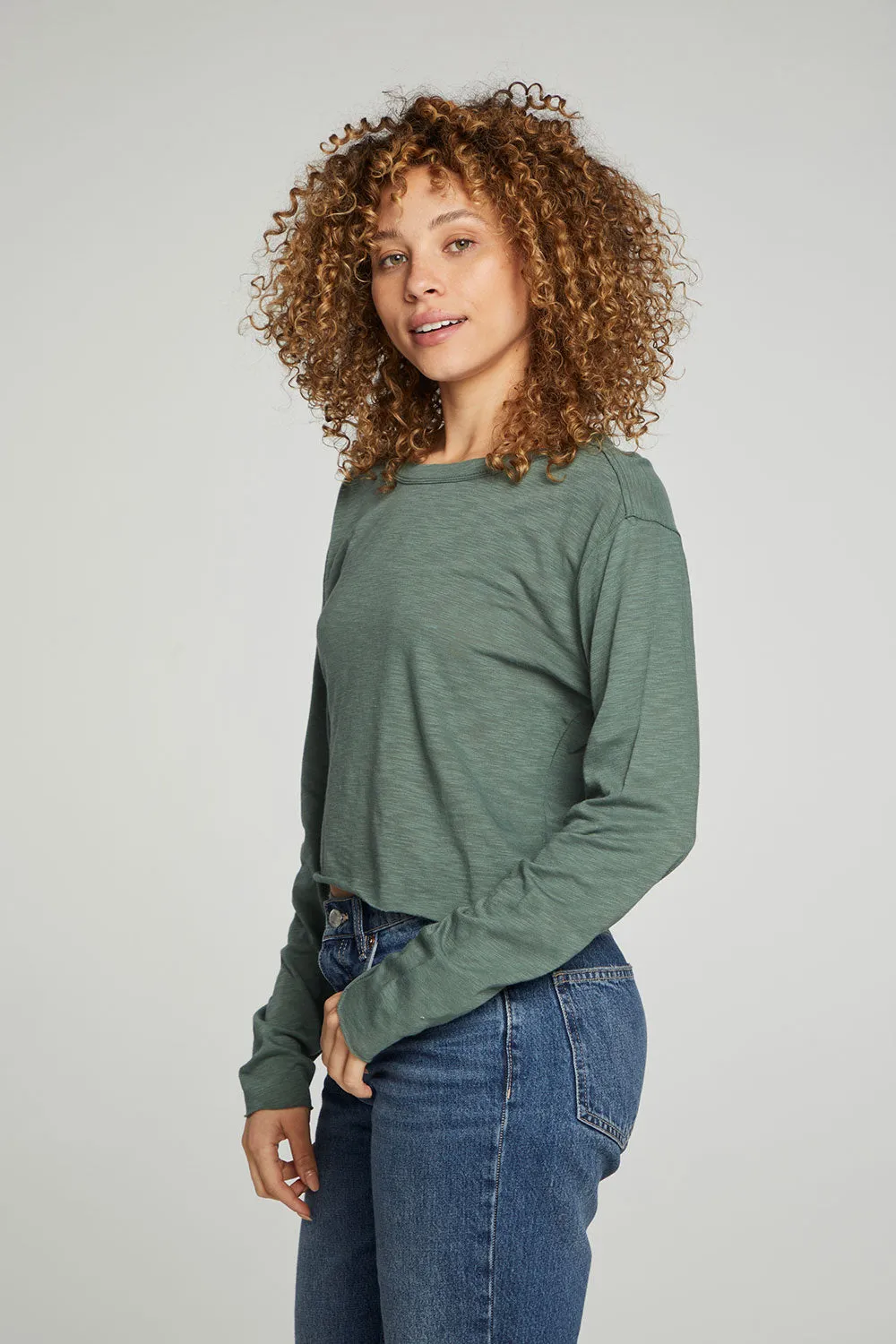 Long Sleeve Cropped Tee sold by Chaser product image thumbnail 5