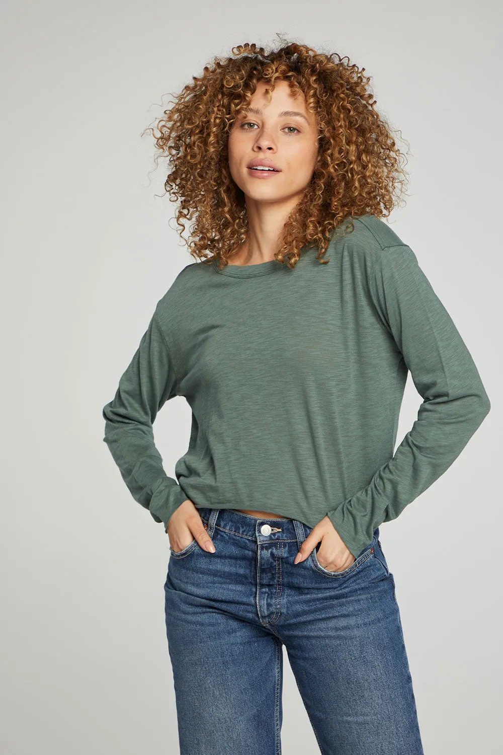 Long Sleeve Cropped Tee sold by Chaser product image thumbnail 4