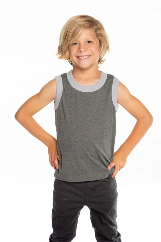 Boys Recycled Vintage Jersey Contrast Binding Muscle Tank sold by Chaser