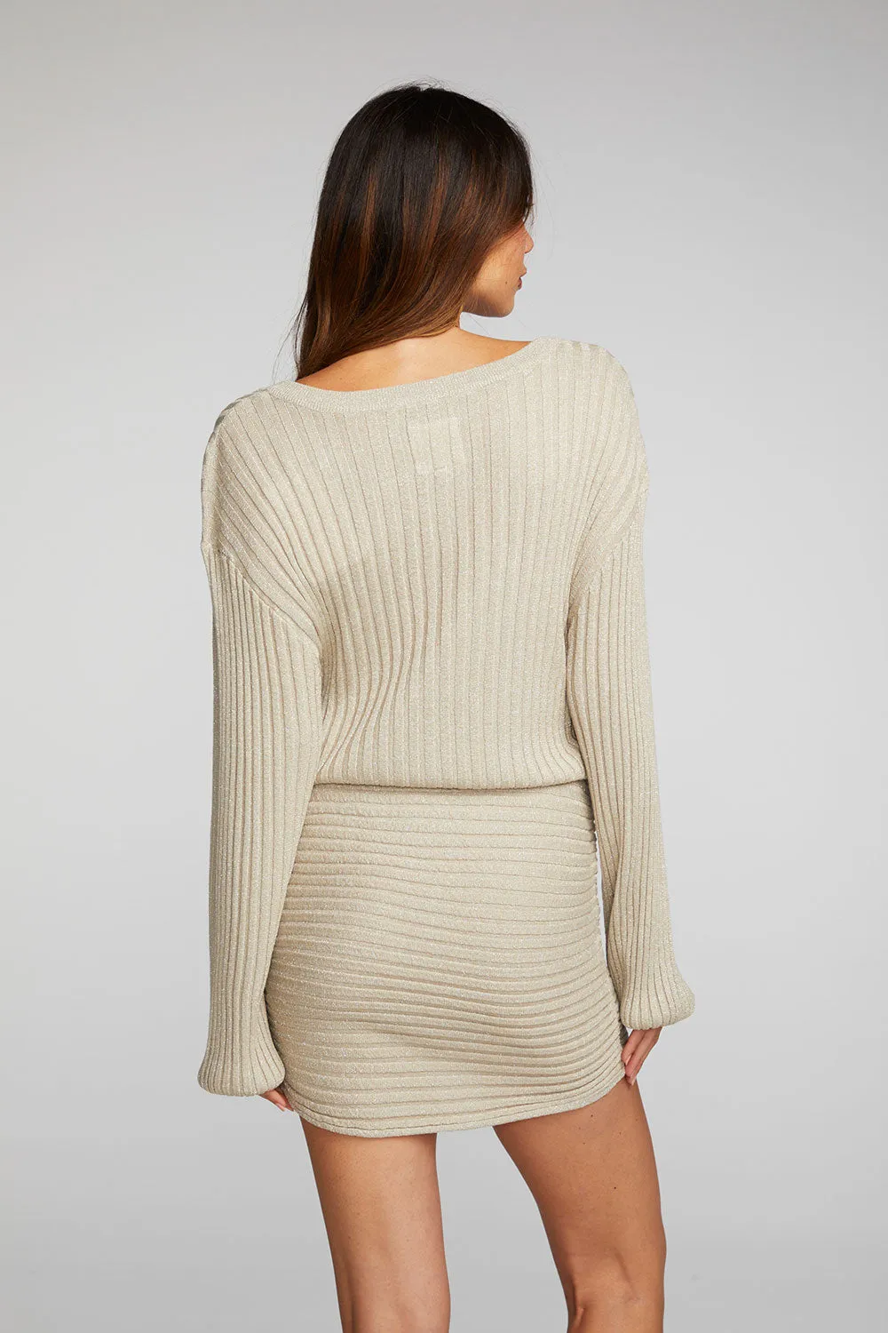 Lurex Rib Knit Mini Dress with Shirring sold by Chaser product image thumbnail 2
