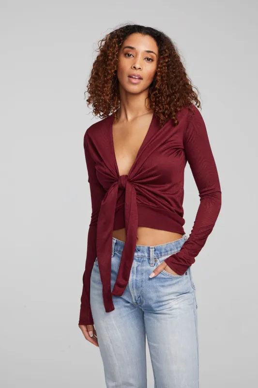 Jeni Wine Red Long Sleeve sold by Chaser