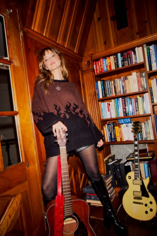 Foxy Sweater Flames Golden Pullover sold by Chaser