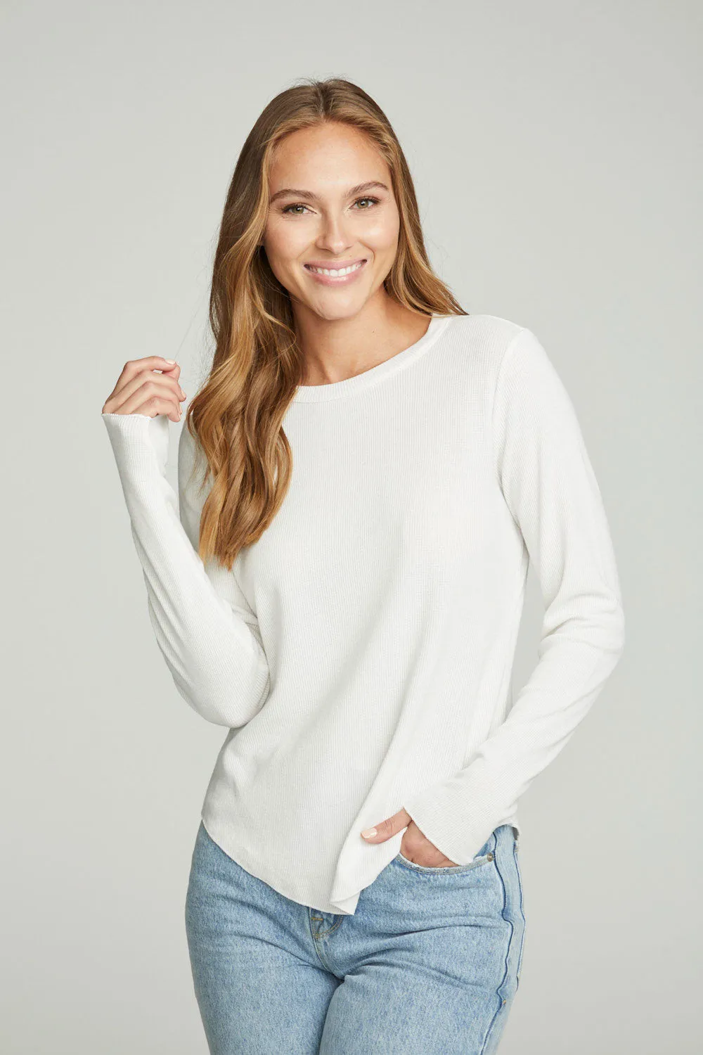 Long Sleeve Crew Neck Shirttail Tee sold by Chaser