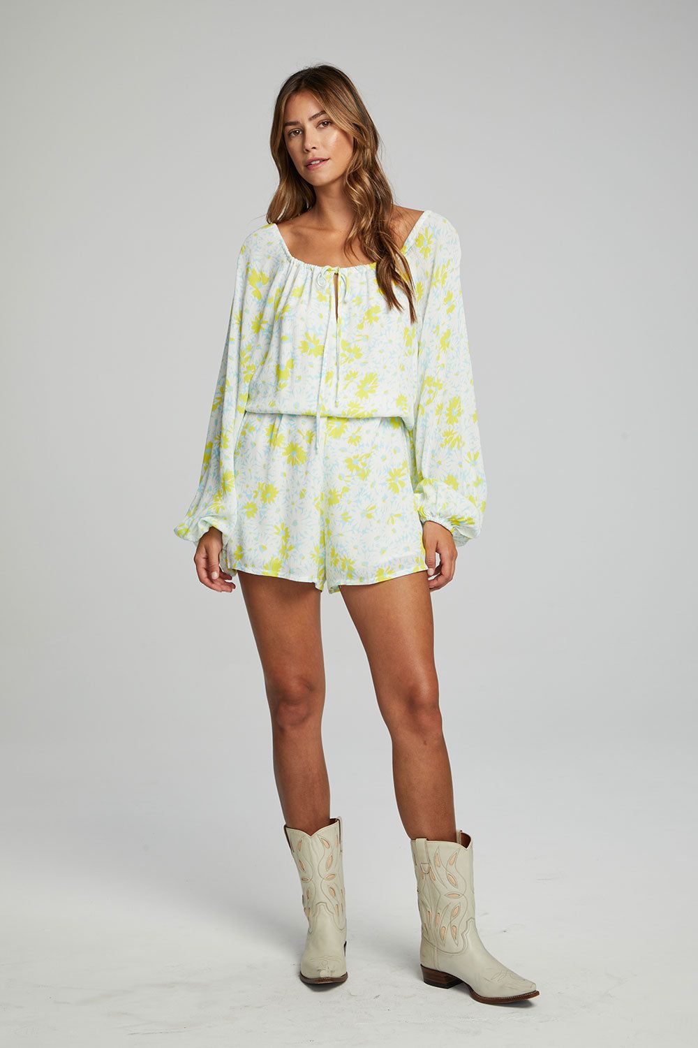 Morrison Romper - Baby Blue Daisy Floral sold by Chaser