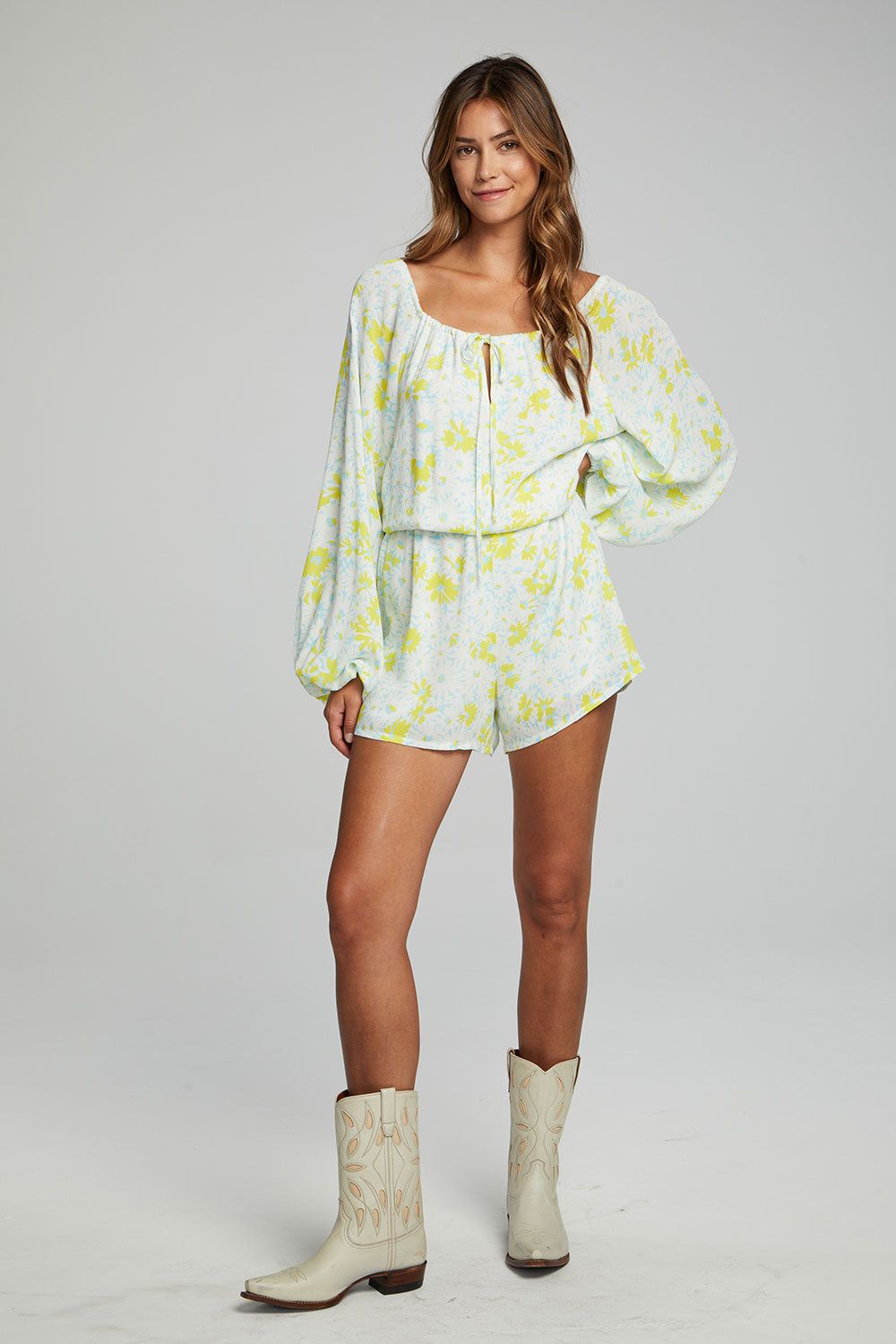 Morrison Romper - Baby Blue Daisy Floral sold by Chaser product image thumbnail 4