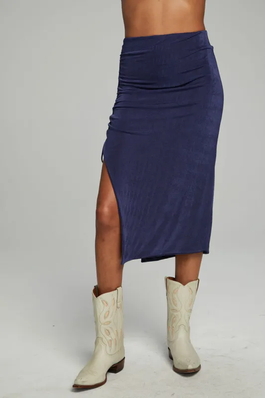 Mullen Midi Skirt - Dark Denim sold by Chaser