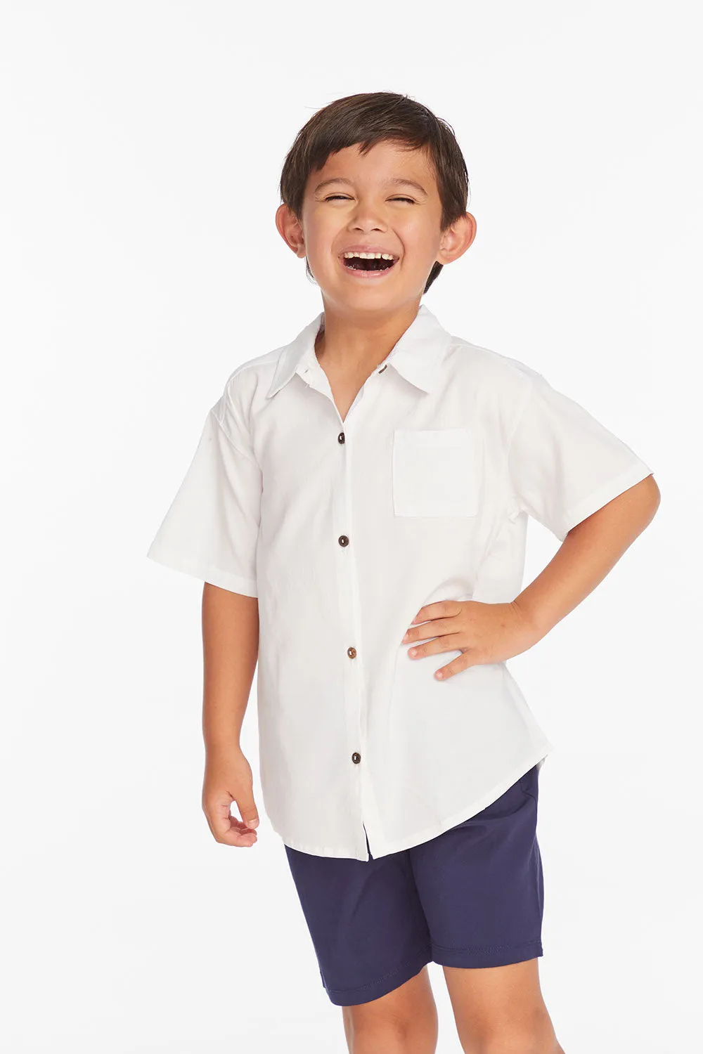 Collared White Button Down Boys Shirt sold by Chaser product image thumbnail 2