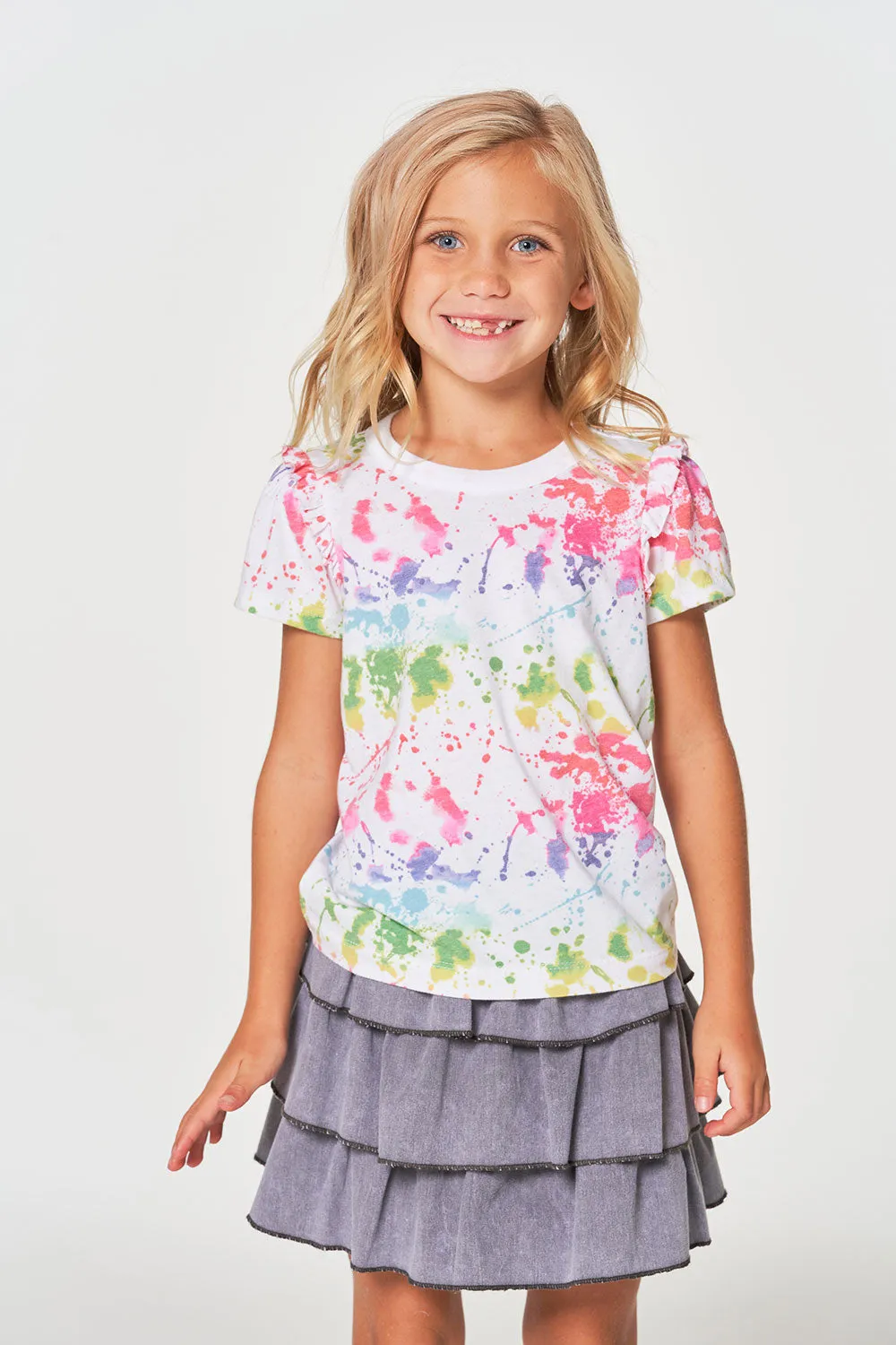 Girls rPET Vintage Jersey Ruffle Puff Sleeve Tee sold by Chaser