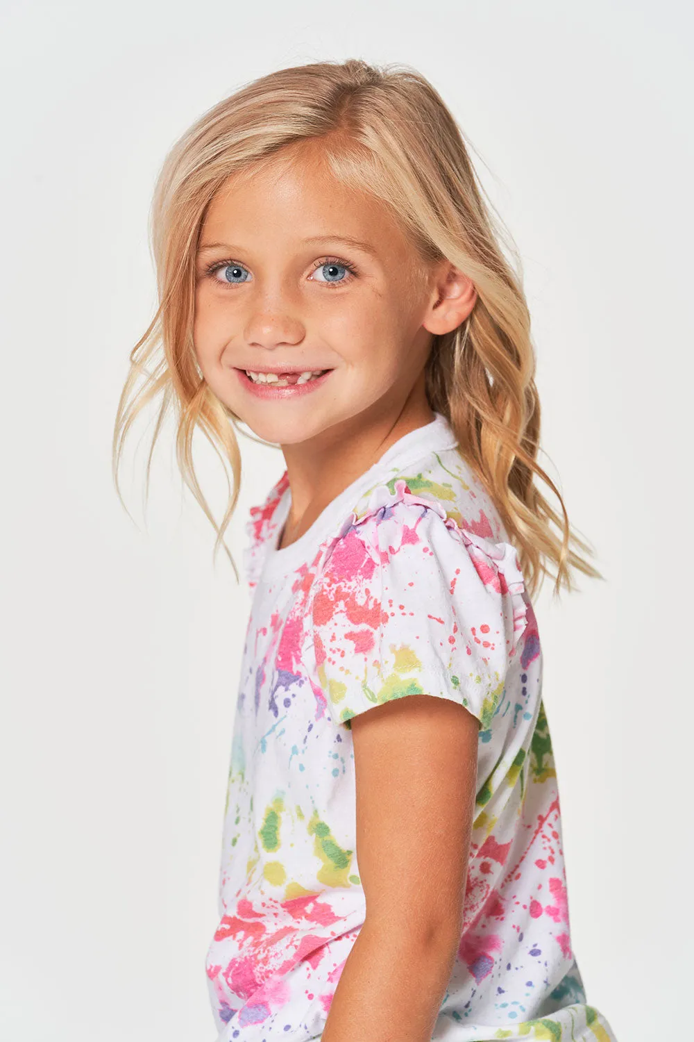 Girls rPET Vintage Jersey Ruffle Puff Sleeve Tee sold by Chaser product image thumbnail 2