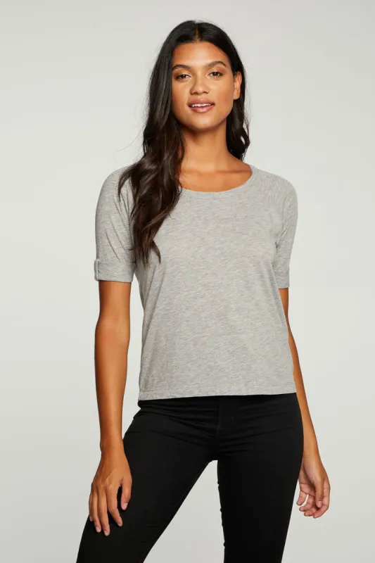 Recycled Vintage Jersey 3/4 Sleeve Rolled Cuff Raglan Tee sold by Chaser