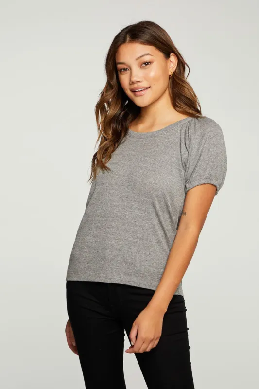 Triblend Rib Puff Sleeve Cropped Raglan Tee sold by Chaser